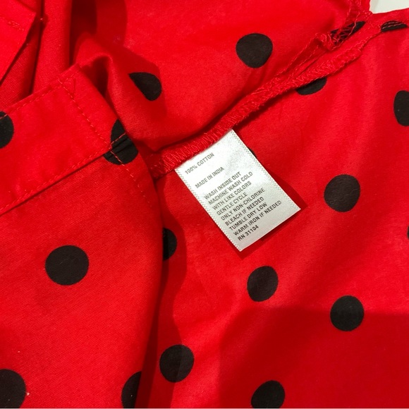 Crown & Ivy Women’s 2X Curvy Red/Black Dots Blouse NWT Tunic Length Long Sleeves - Picture 9 of 10